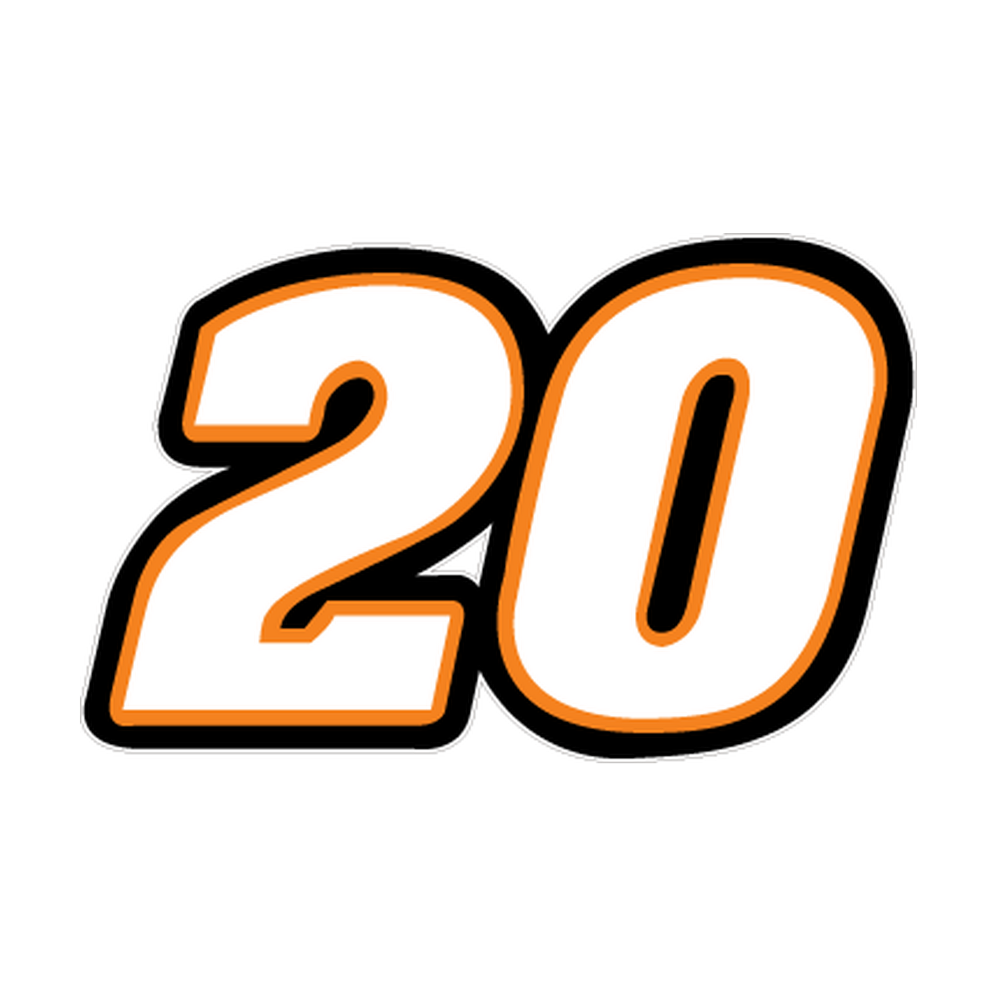 Racing Number 20 — White, Orange & Black Printed decal artwork
