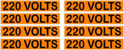 220 Volts Orange/Black Conduit Line Marker Decal - 8-Up Sheet, 3.75 x 0.75 in