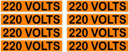 220 Volts Orange/Black Conduit Line Marker Decal - 8-Up Sheet, 3.75 x 0.75 in