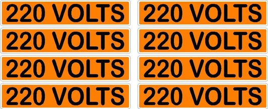 220 Volts Orange/Black Conduit Line Marker Decal - 8-Up Sheet, 3.75 x 0.75 in