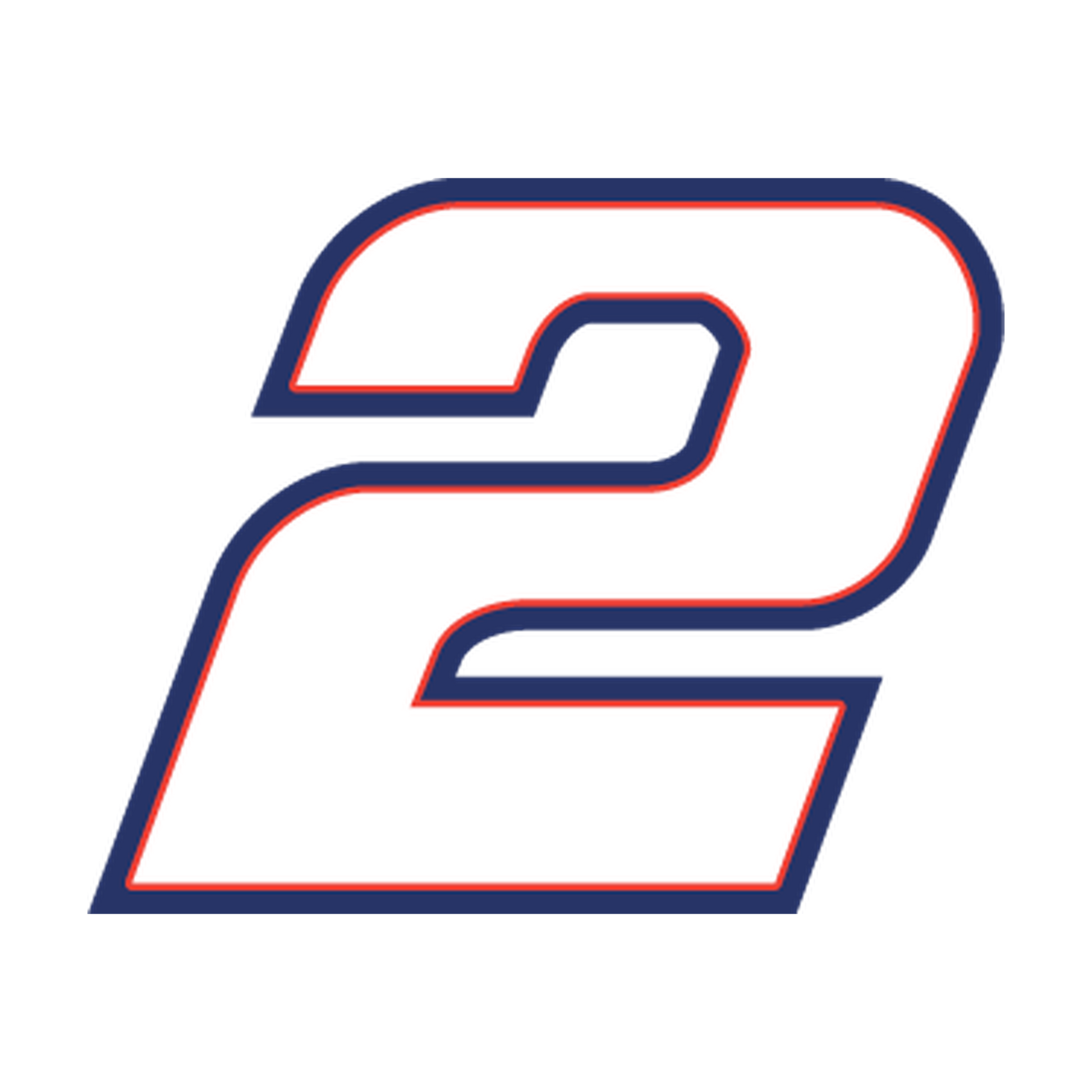 Racing Number 2 — White, Red & Navy Outline decal artwork