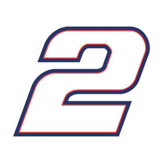 Racing Number 2 — White, Red & Navy Outline decal artwork