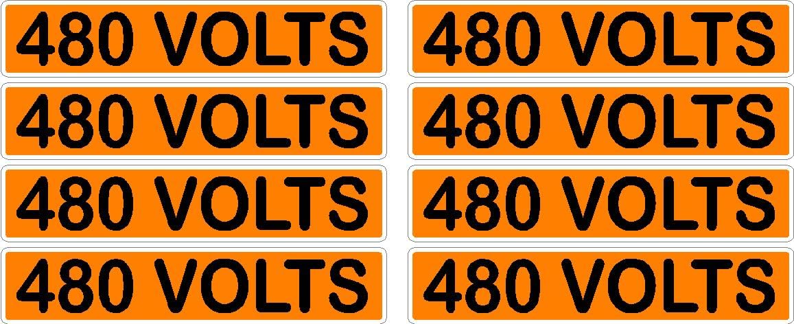 480 Volts Orange/Black Conduit Line Marker Decal - 8-Up Sheet, 3.75 x 0.75 in