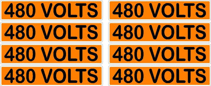 480 Volts Orange/Black Conduit Line Marker Decal - 8-Up Sheet, 3.75 x 0.75 in
