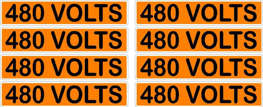 480 Volts Orange/Black Conduit Line Marker Decal - 8-Up Sheet, 3.75 x 0.75 in
