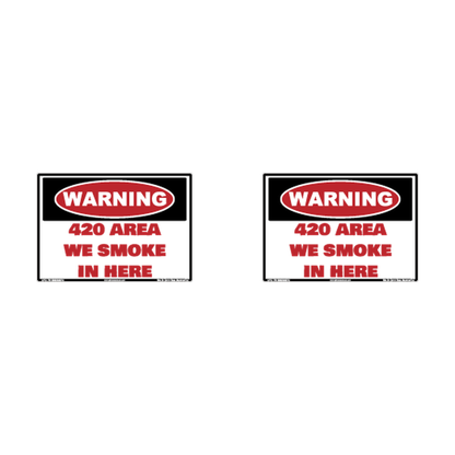 Warning 420 Area We Smoke IN Here Hard Hat Decal, 2-Pack