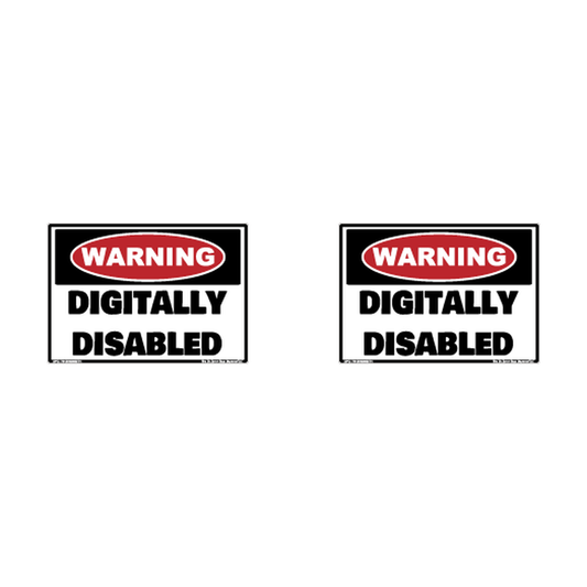 Warning Digitally Disabled Hard Hat Decal 2pk Sticker Decal