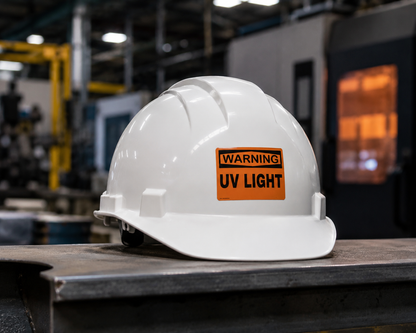 Warning UV Light Hard Hat Decal, 2-Pack