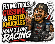 Flying Tools, Cussing & Busted Knuckles Racing Hard Hat Decal two-pack