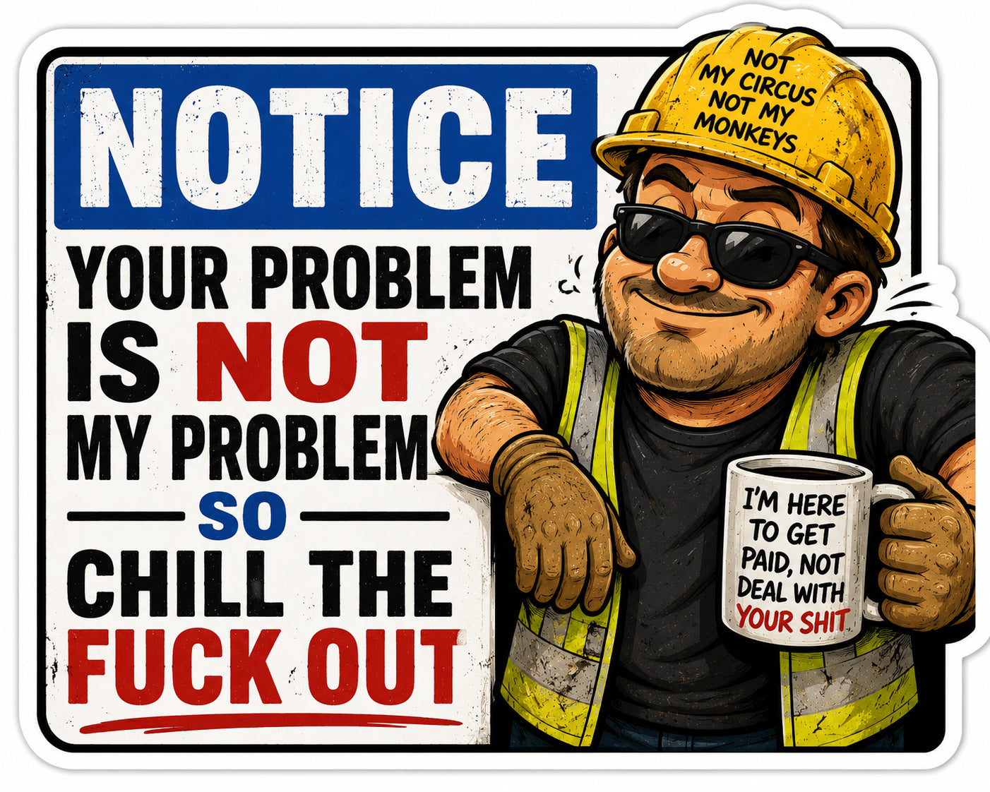 Notice Your Problem Is Not My Problem Hard Hat Decal 2pk