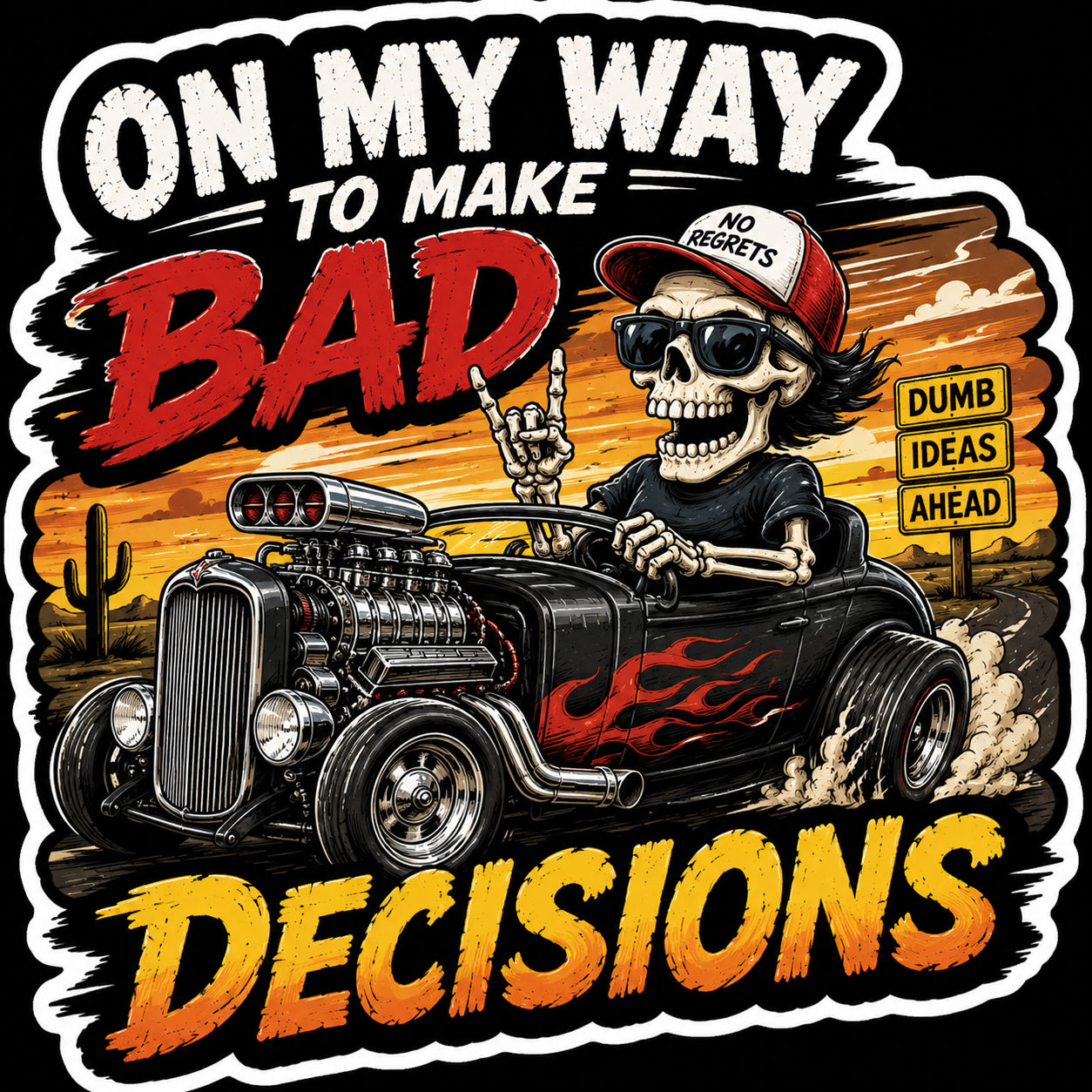 On My Way To Make Bad Decisions Hard Hat Decal 2pk