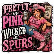 Pretty in Pink, Wicked in Spurs Hard Hat Decal two-pack