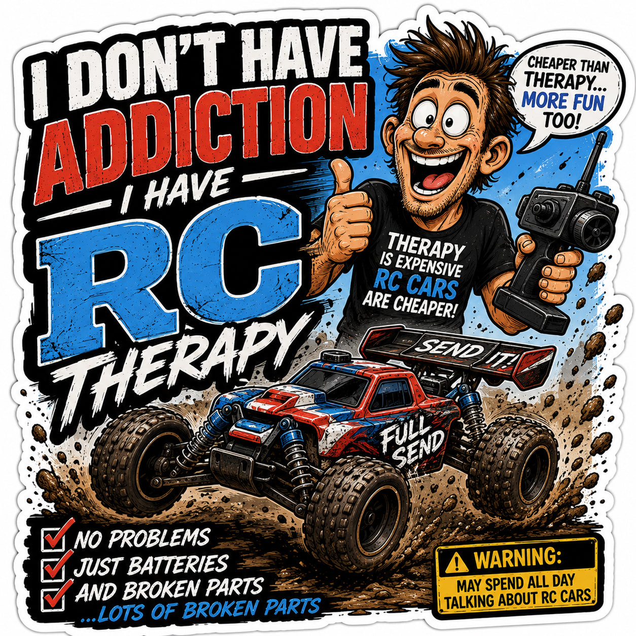 Rc Car Therapy Hard Hat Decal 2pk