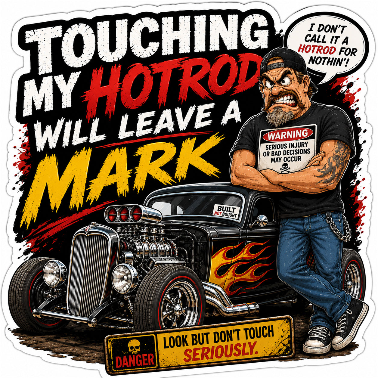 Touching My Hotrod Will Leave A Mark Hard Hat Decal 2pk