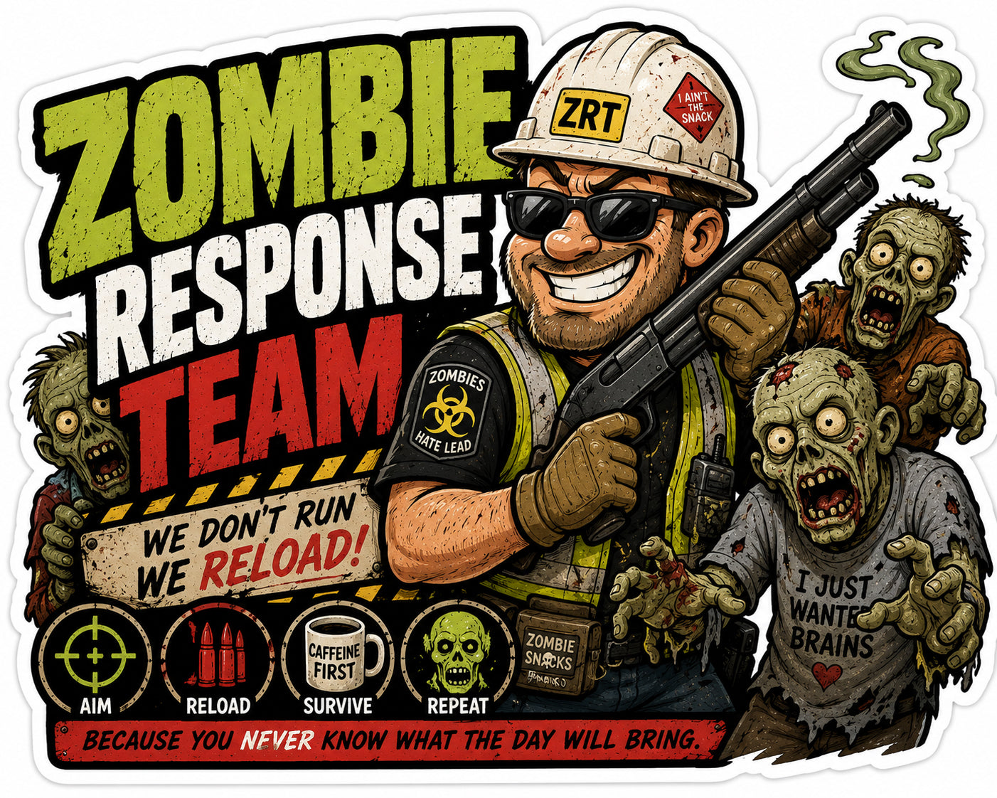 Zombie Response Team Hard Hat Decal 2pk
