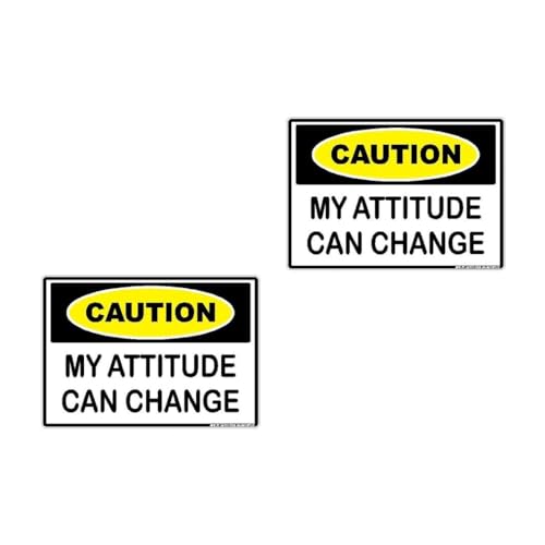 2pk Caution My Attitude can Change Label Sticker Decal