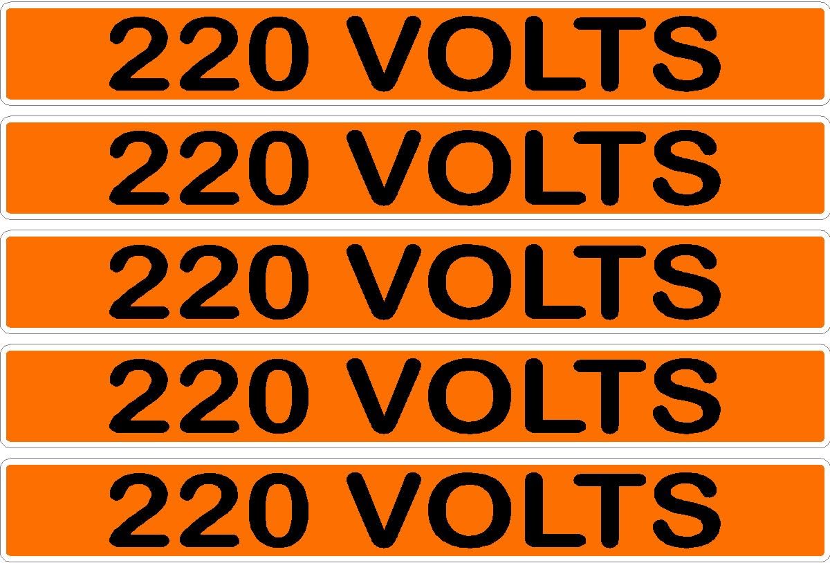 220 Volts Orange/Black Conduit Line Marker Decal - 5-Up Strip, 8 x 1.180 in