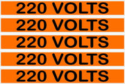 220 Volts Orange/Black Conduit Line Marker Labels — 5-Piece Strip, 8 x 1.18 in Each