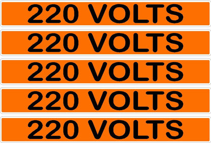 220 Volts Orange/Black Conduit Line Marker Decal - 5-Up Strip, 8 x 1.180 in