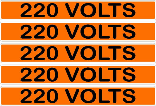 220 Volts Orange/Black Conduit Line Marker Decal - 5-Up Strip, 8 x 1.180 in