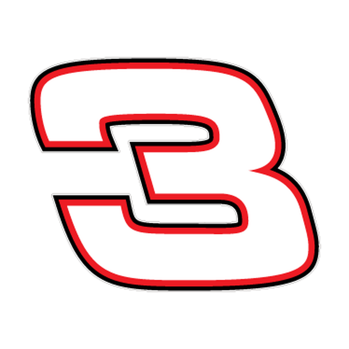 Racing Number 3 — White, Red & Black Printed decal artwork
