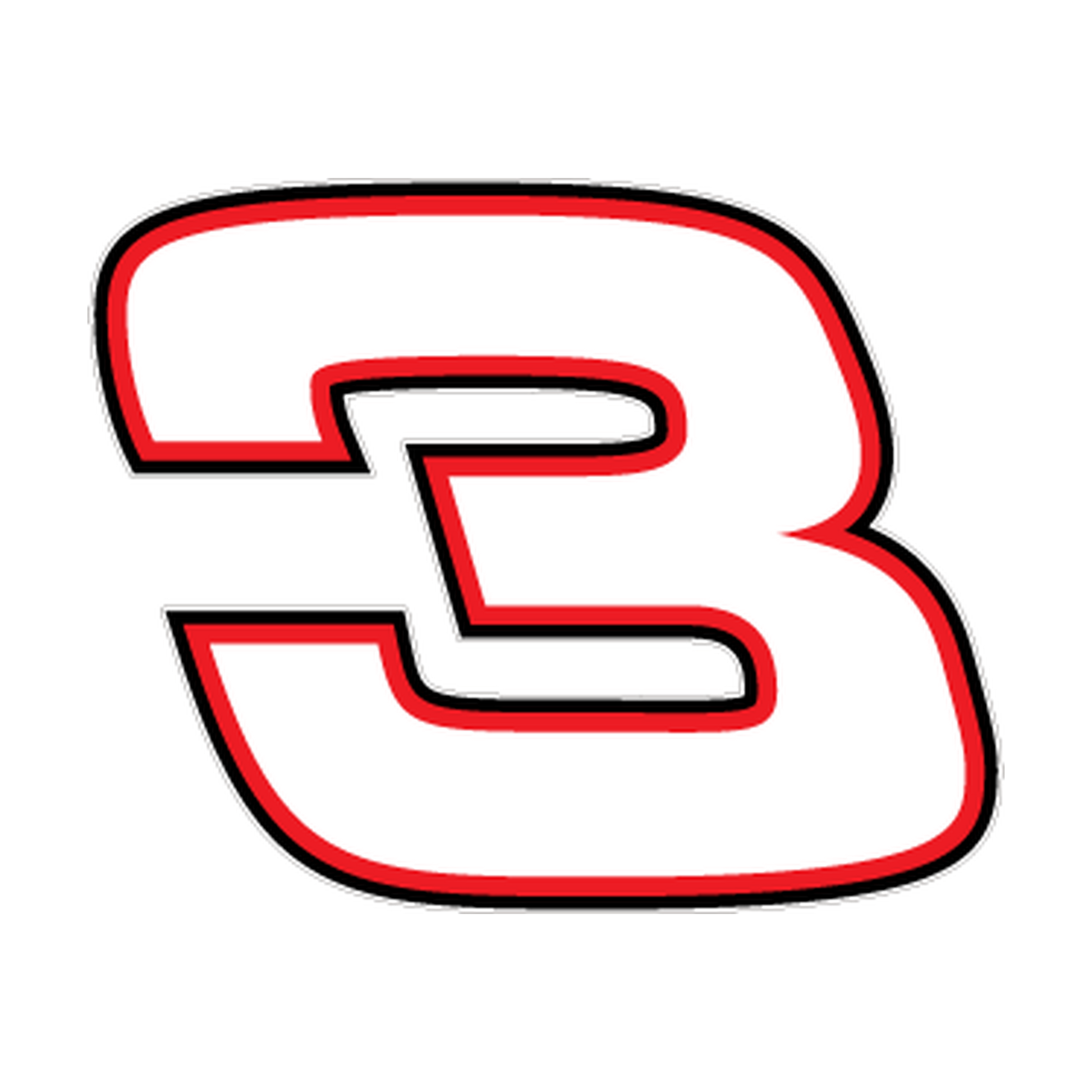 Racing Number 3 — White, Red & Black Printed decal artwork