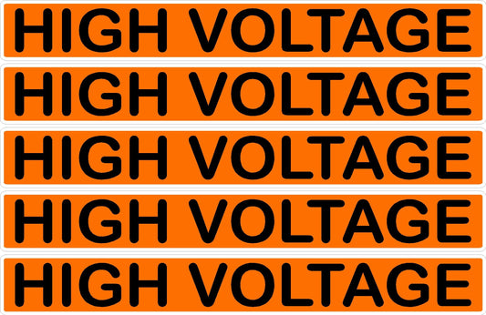 High Voltage Orange/Black Conduit Line Marker Decal - 5-Up Strip, 8 x 1.180 in