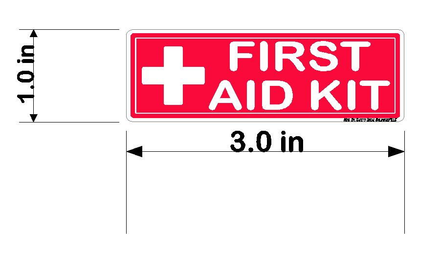 Red/White First Aid Kit Labels, 3 x 1 in — 8-Label Sheet