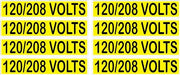 Yellow and black 120/208 VOLTS conduit line marker labels eight pack