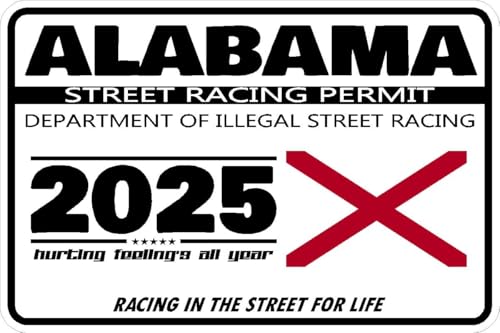 Alabama Street Racing Permit Sticker Decal