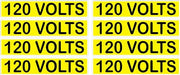Yellow and black 120 VOLTS conduit line marker labels eight pack