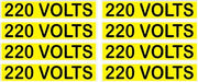 220 Volts Yellow/Black Conduit Line Marker Labels — 8-Piece Sheet, 3.75 x 0.75 in Each