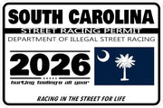 South Carolina 2026 street racing permit novelty decal with flag artwork