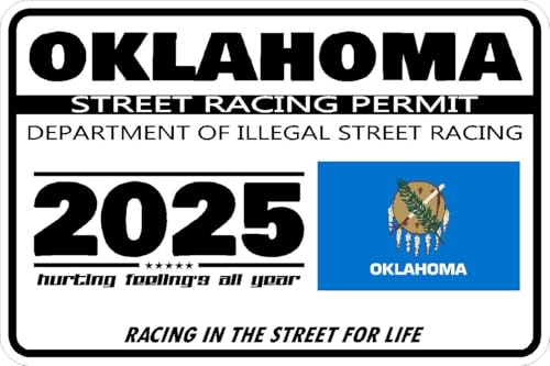 Oklahoma Street Racing Permit Sticker Decal