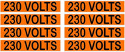 230 Volts Orange/Black Conduit Line Marker Labels — 8-Piece Sheet, 3.75 x 0.75 in Each