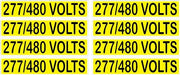 277/480 Volts Yellow/Black Conduit Line Marker Labels — 8-Piece Sheet, 3.75 x 0.75 in Each