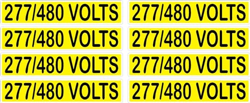 Conduit Line Marker Sticker Decal 8PK Yellow Black Electrical Warning Labels 3.750" x 0.750" (277/480 Volts)