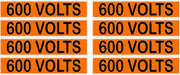 600 Volts Orange/Black Conduit Line Marker Labels — 8-Piece Sheet, 3.75 x 0.75 in Each