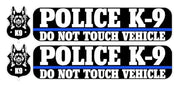 Police K-9 Do Not Touch Vehicle black white and blue decal two pack