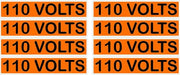 110 Volts Orange/Black Conduit Line Marker Labels — 8-Piece Sheet, 3.75 x 0.75 in Each