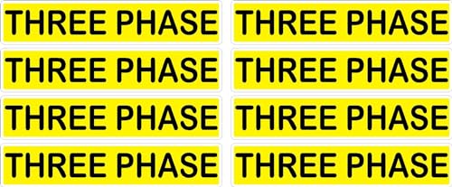 Conduit Line Marker Sticker Decal 8PK Yellow Black Electrical Warning Labels 3.750" x 0.750" (Three Phase)