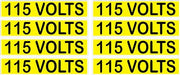Yellow and black 115 VOLTS conduit line marker labels eight pack