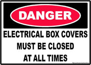 Danger Electrical Box Covers Must Be Closed at All Times adhesive safety decal