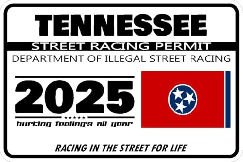 Tennessee Street Racing Permit Window Sticker Decal