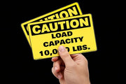 Caution Load Capacity 10,000 pounds yellow black 5 x 7 inch decal — 2