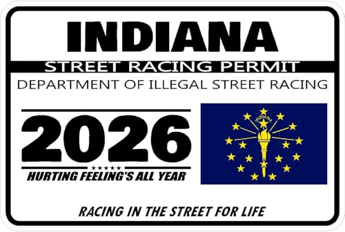 Indiana Street Racing Permit Sticker Decal
