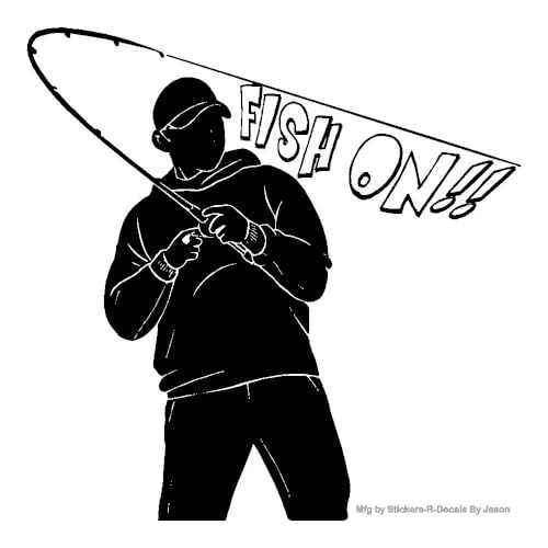 Fishing Sayings, Fish On Guy Fishing, Window Sticker, Decal, Bass, Pike, Catfish, Muskie, Big, Fish, 6" x 6" Choose Your Color