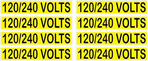 Conduit Line Marker Sticker Decal 8PK Yellow Black Electrical Warning Labels 3.750" x 0.750" (120/240 Volts)