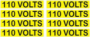 Yellow and black 110 VOLTS conduit line marker labels eight pack