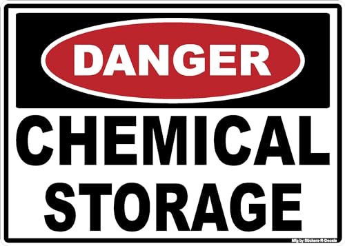 Danger Chemical Storage Decal Sticker OSHA Label Black and Red Rectangle 3M Adhesive Vinyl Notice Warning Restricted Area 3.5" x 5"
